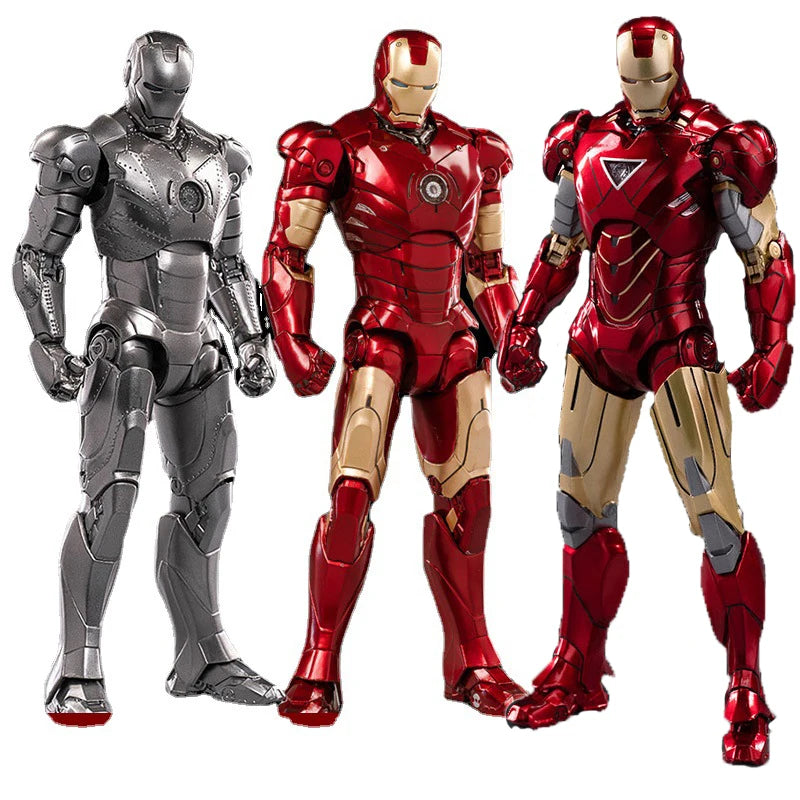 ZD Toys LED Light Iron Man MK1 MK2 MK3 MK4 MK5 MK6 MK7 MK43 MK50 7" Movie Action Figure Tony Stark Legends Toys