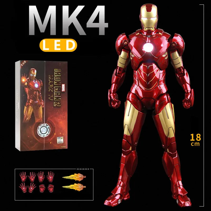 ZD Toys LED Light Iron Man MK1 MK2 MK3 MK4 MK5 MK6 MK7 MK43 MK50 7" Movie Action Figure Tony Stark Legends Toys