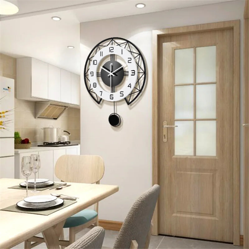 Nordic Style Living Room Wall Clock - Fashion Home Quartz Watch Creative Wooden Modern Art Simple Design Living Room Decor