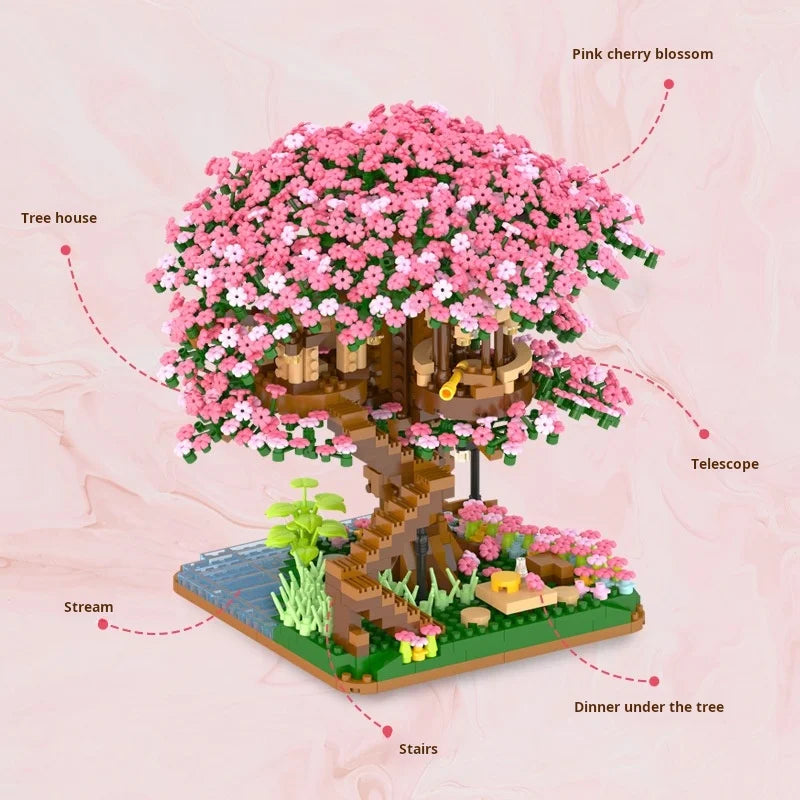 1080PCS Four Seasons Tree House City Building Blocks Tree House Room Home Building Blocks Set Children's Toys Gift