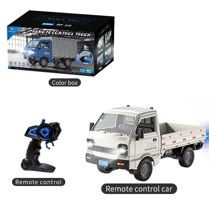 New KF21 1:16 2.4GHZ Remote Control Car Simulates Drift And Climbing Trucks With Spray And LED Lights Toy For Children Boys Gift