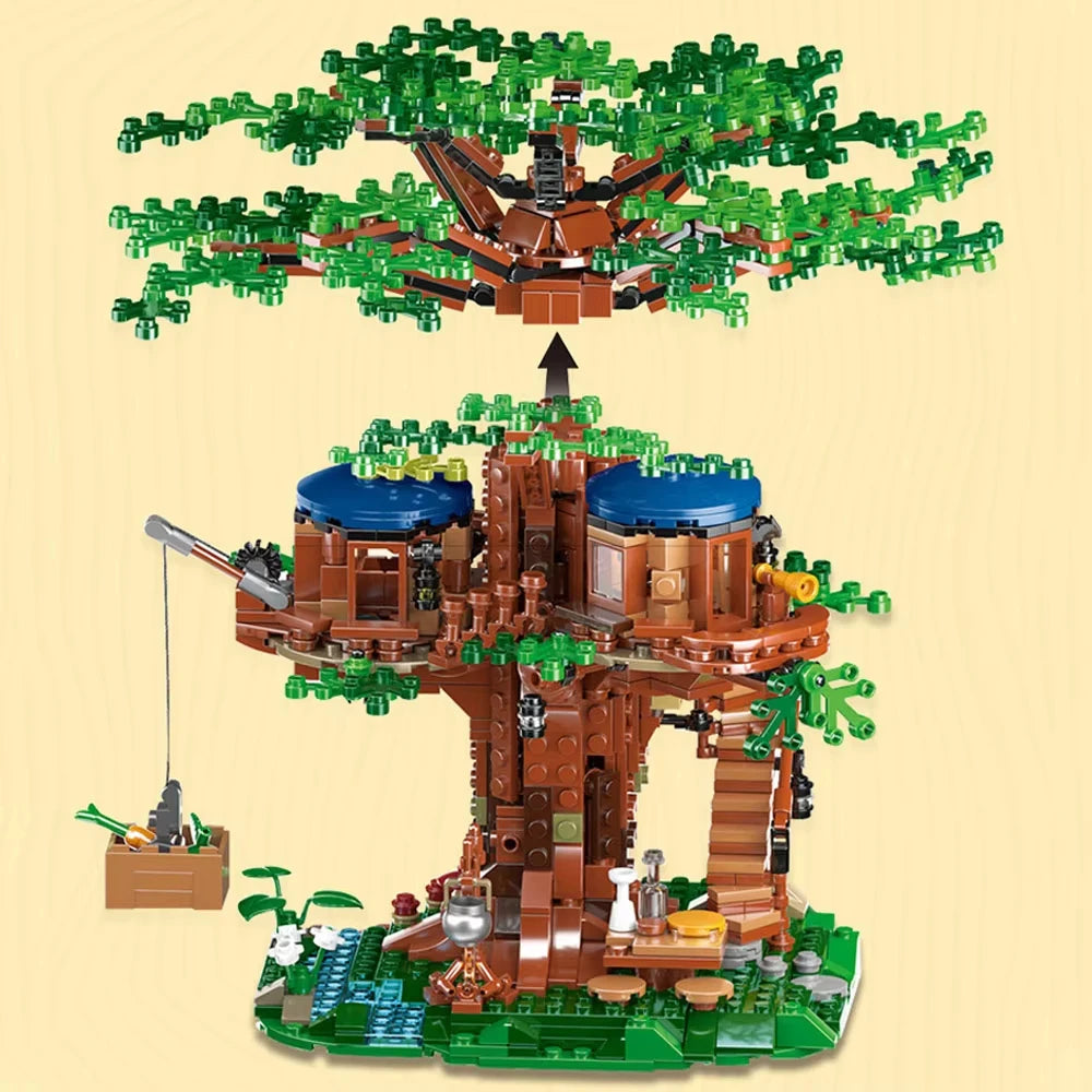 1080PCS Four Seasons Tree House City Building Blocks Tree House Room Home Building Blocks Set Children's Toys Gift