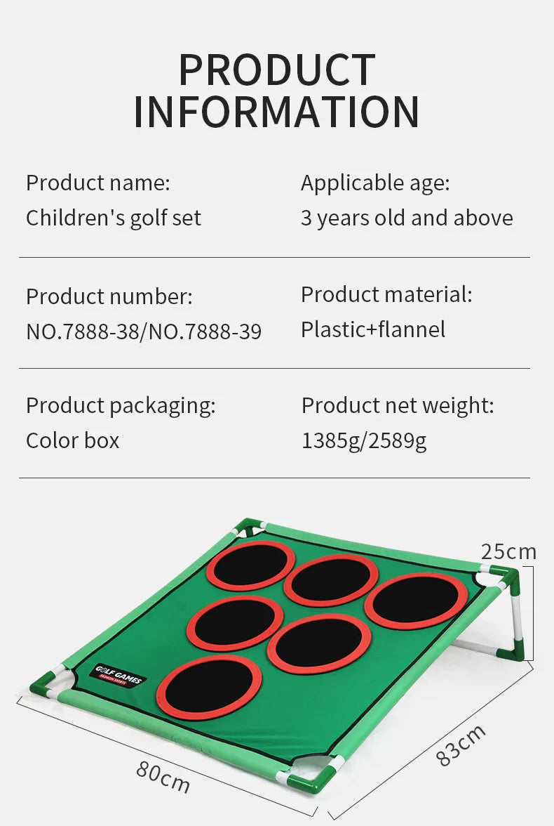 Golf Set Game Mat Target Strap Stand Indoor and Outdoor Portable Parent Child Interactive Children's Toy