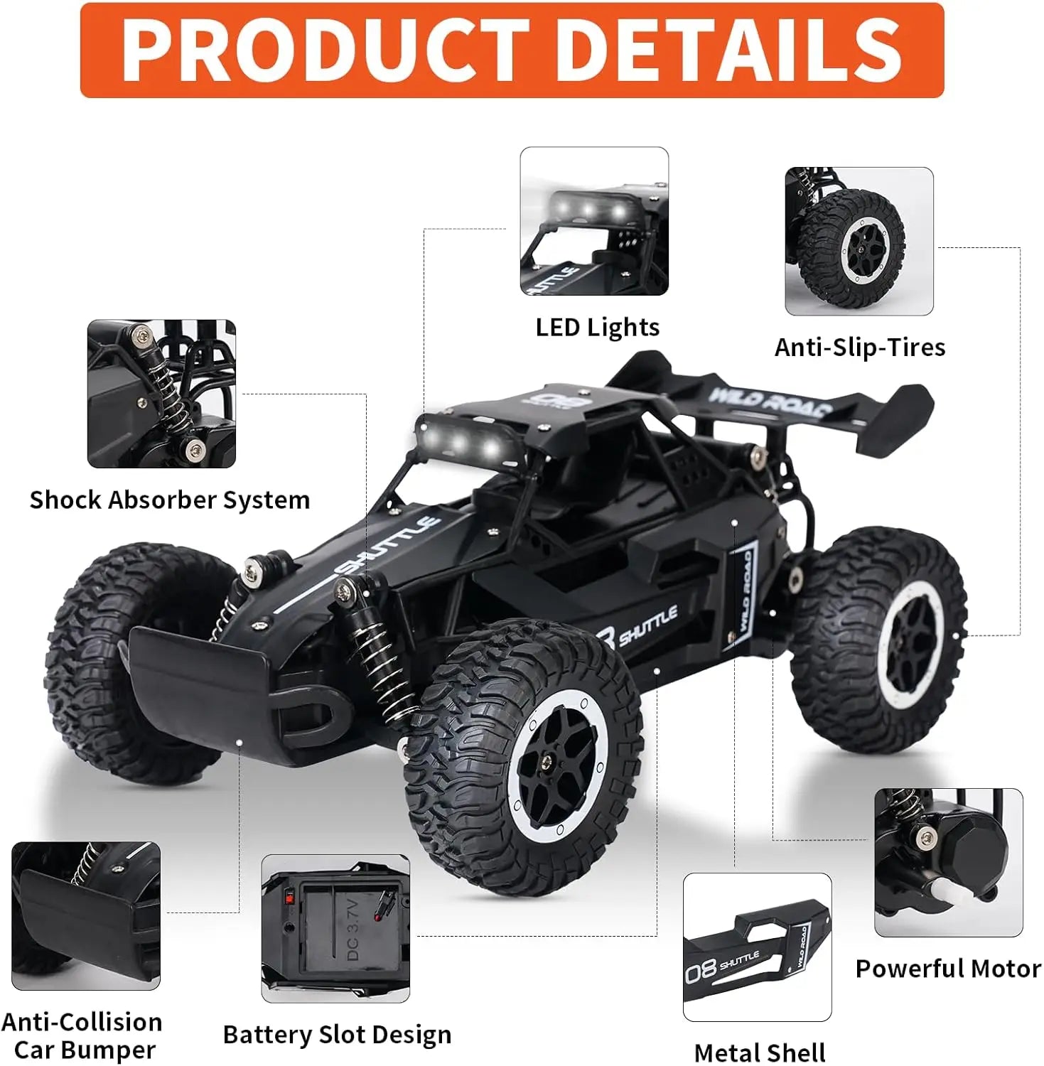 New 1:16 RC Car Remote Control Cars 2.4G Buggy Truck Drift Racing Climbing Off Road Vehicle Outdoor Toy Boy Kids Childrens Gifts
