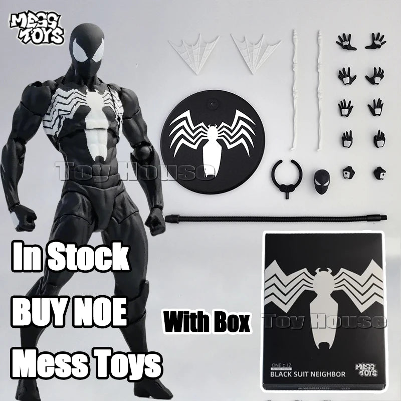 Mess Toys Spider Anime Figure Black Suit Neighbor Symbiote Scarlet Spider Kaine Parker Black Red Spider Action Figure Gifts Toys