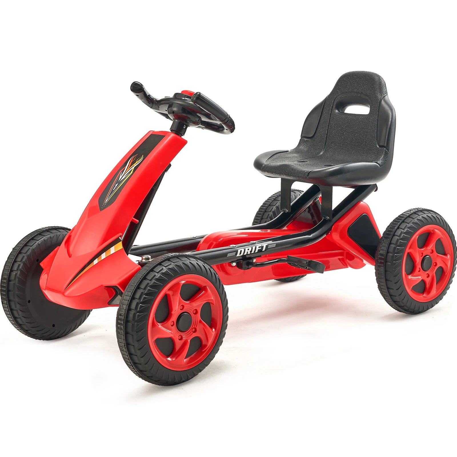 SucceBuy 66lbs Kids Pedal Go Kart 4 Wheel Off-Road Pedal Ride On Toys with Adjustable Seat Outdoor Racer Pedal Car for Boys