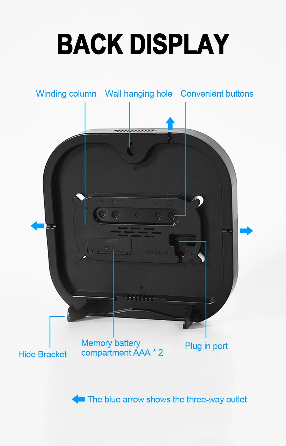 Digital Wall Clock Remote Control Temperature Date Week Display Memory Mode Desktop Clock Dual Alarms LED Clock Room Decor