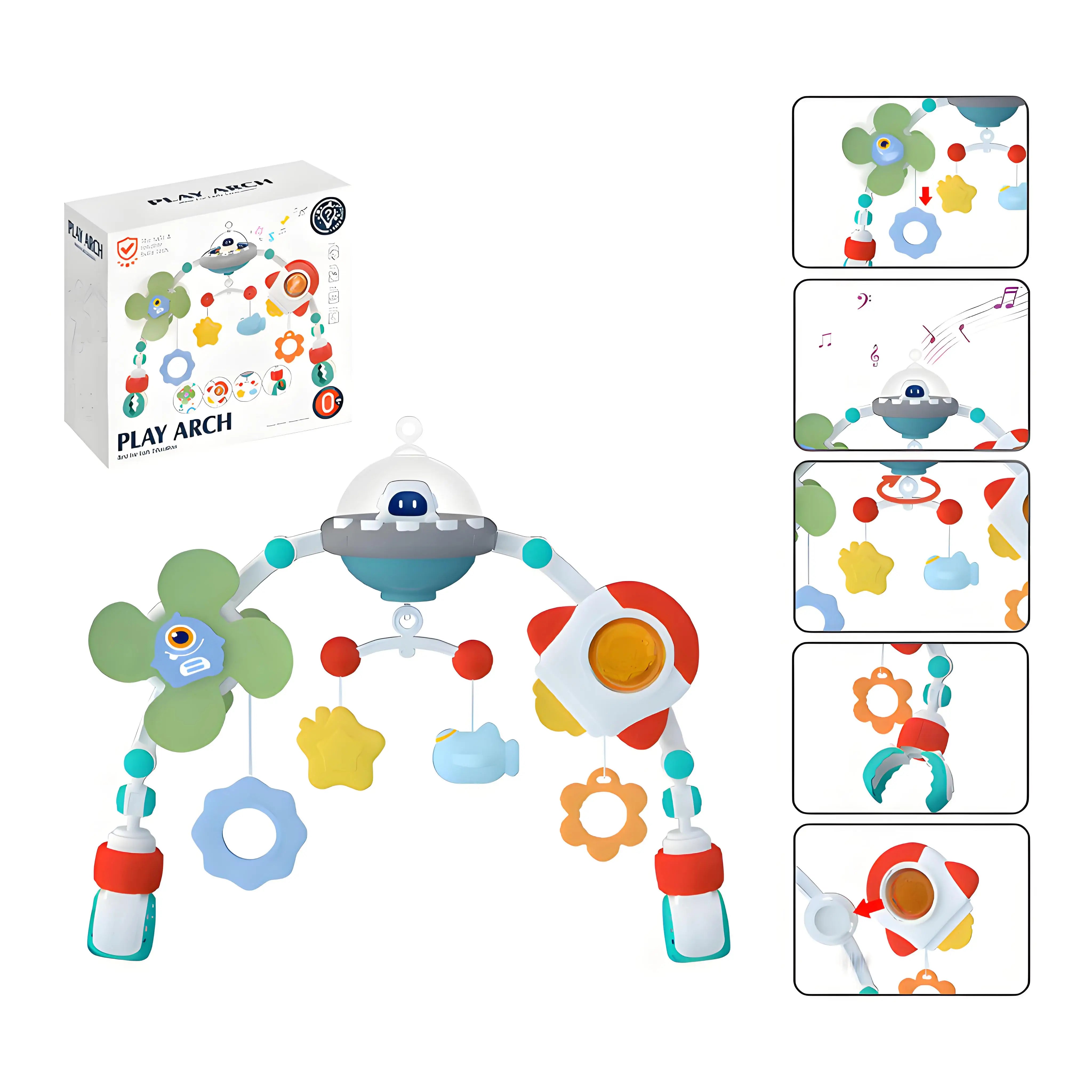 Baby Stroller Arch Toys Crib Mobile Music Rotating Bouncers Toys Fine Motor Skills Sensory Development Arch Baby Car Seat Toys