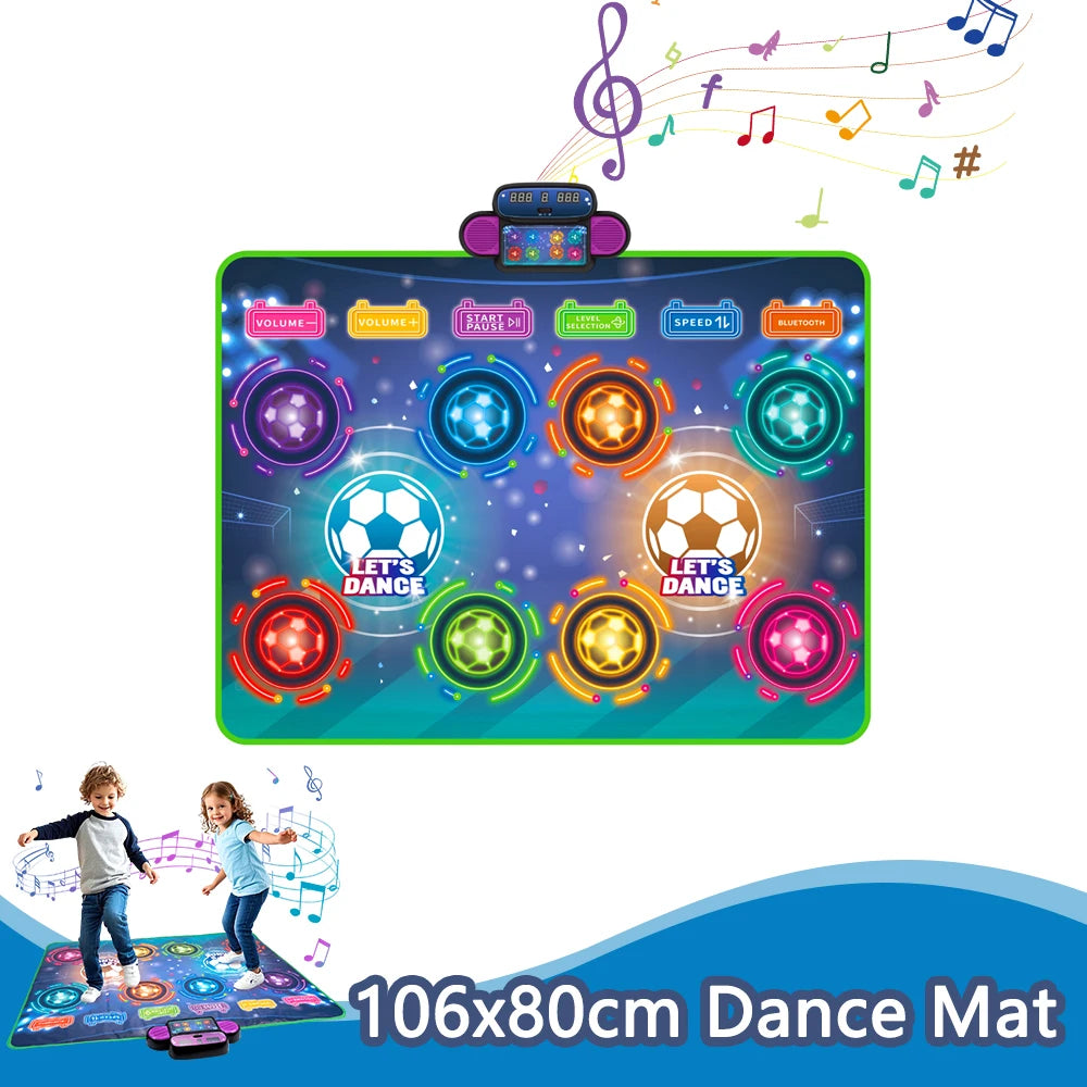 106x80cm Kids Electronic Dance Mat Double Players Mode with Light&Bluetooth Kids Floor Music Blanket Interactive Educational Toy