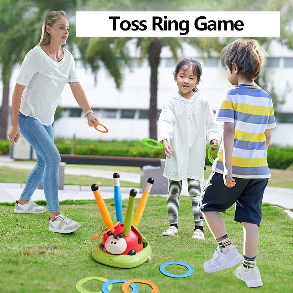 Musical Jump Sports Toys Rocket Launcher for Kid Ring Toss Game with Remote Control Indoor Outdoor Machine Gifts for Girls Boys