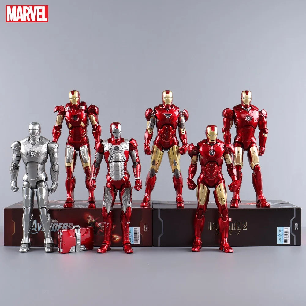 ZD Toys LED Light Iron Man MK1 MK2 MK3 MK4 MK5 MK6 MK7 MK43 MK50 7" Movie Action Figure Tony Stark Legends Toys
