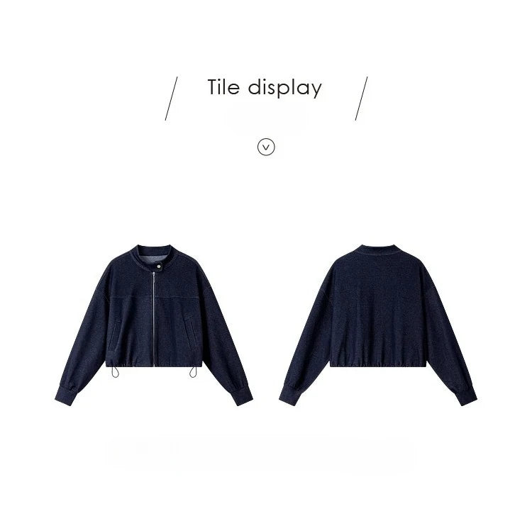 VIMLY 2 Piece Pant Set Woman Casual Outfits Women's Pant Suit 2025 Blue Stand-up Collar Jacket and Trouser Female Clothing A0119