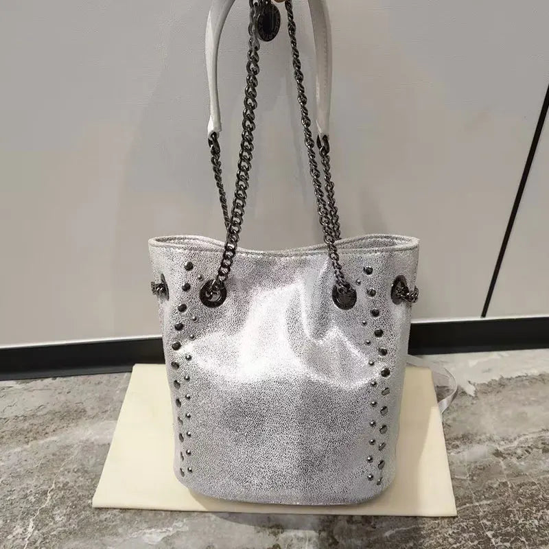 Women Bucket Bag Luxury Fashion Design Chain Shoulder Bag Casual Versatile Crossbody Messenger Bag Lady