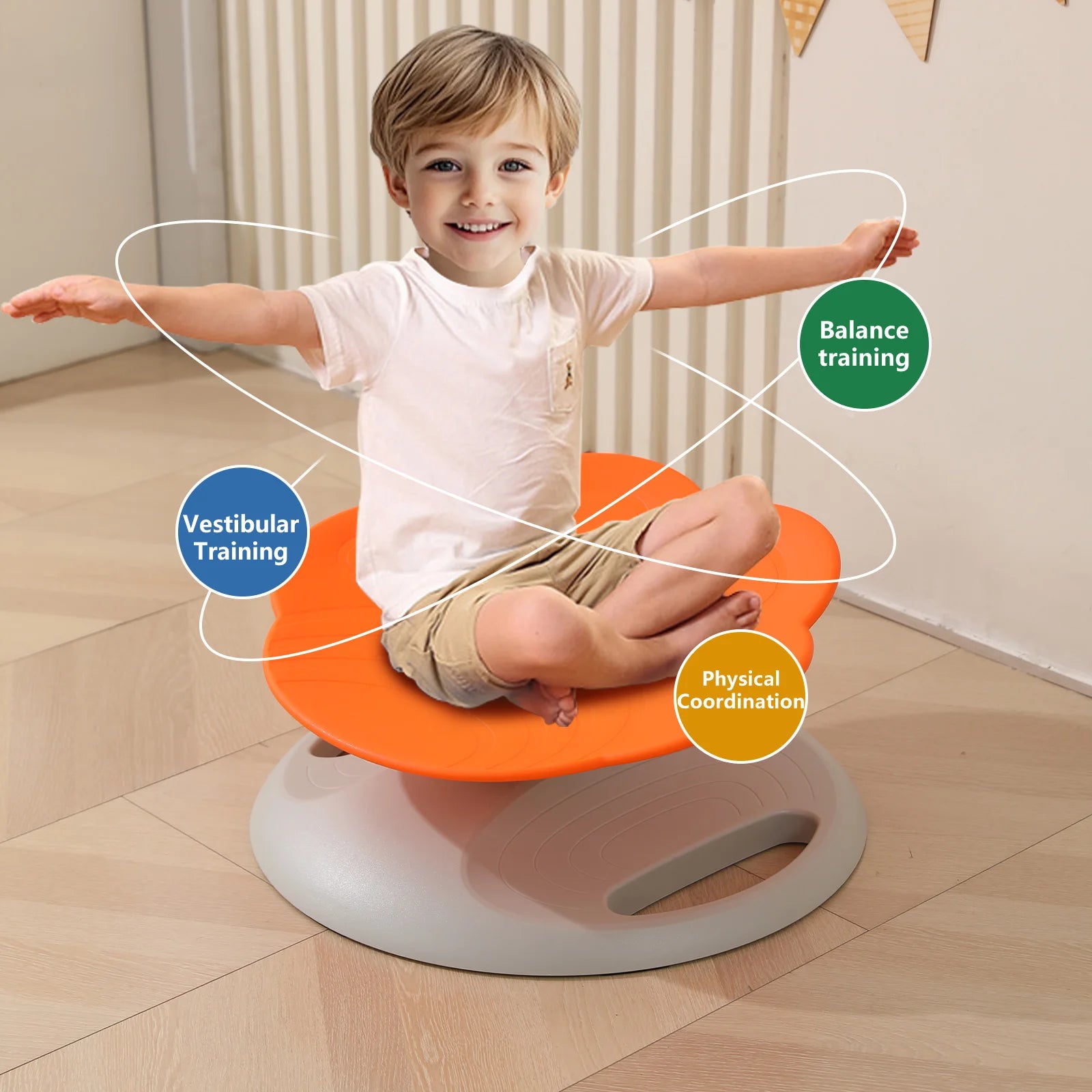 Swivel Chair for Kids, 360° Spinning Seat, Toddler Sit & Spin Chair, Sensory Balance Toys for Children, Autism Sensory Equipment