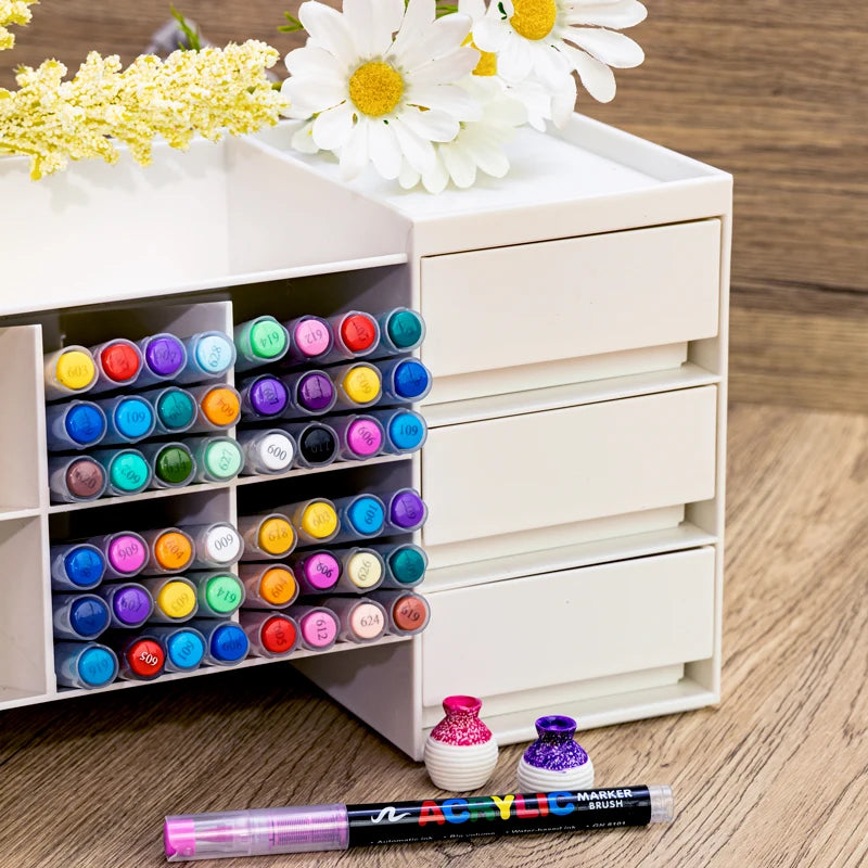 72/120 Colors Acrylic Marker Pens Waterproof Pen Soft brush Nib Student Art For Glass Stone Metal Glass Wood Plasctic Paper