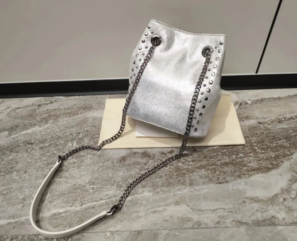 Women Bucket Bag Luxury Fashion Design Chain Shoulder Bag Casual Versatile Crossbody Messenger Bag Lady