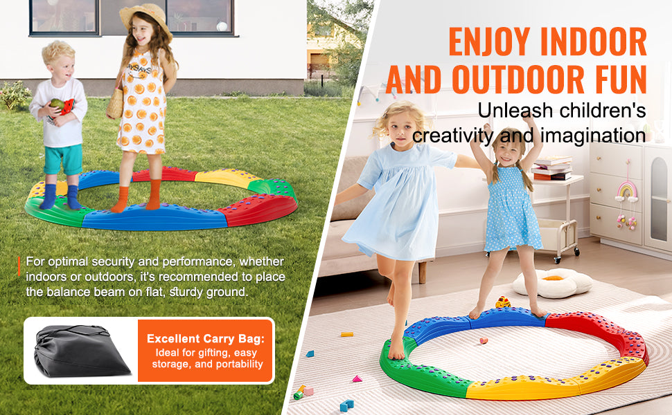 SucceBuy Kids Balance Beam Toddler Stepping Stones Boards Non-Slip Sensory Training Montessori Toys for 2-6 Children's Gift